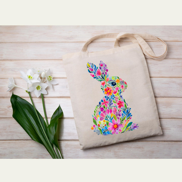 Easter DTF transfer featuring a beautifully designed bunny with intricate floral patterns in bright spring colors.