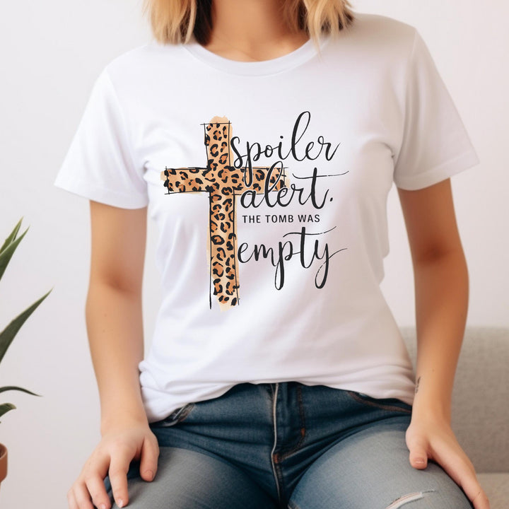 High-quality DTF transfer featuring stylish leopard print cross with inspirational Easter message.

