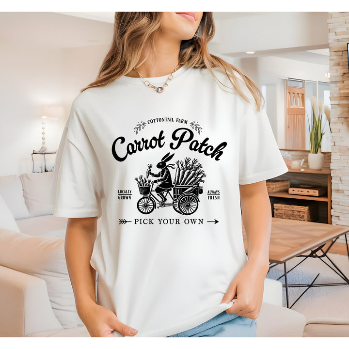 Farmhouse Spring DTF Transfer - Retro Bunny Carrot Patch Heat Press Design for Clothing