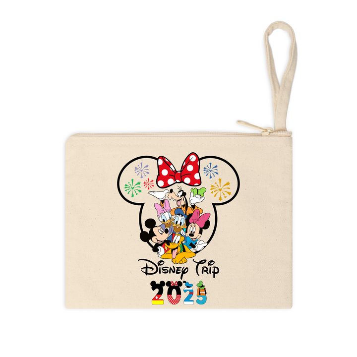 Disney Trip 2025 DTF Transfer – Minnie Ears & Mickey Friends ready-to-press heat transfer with fireworks and polka dot bow
