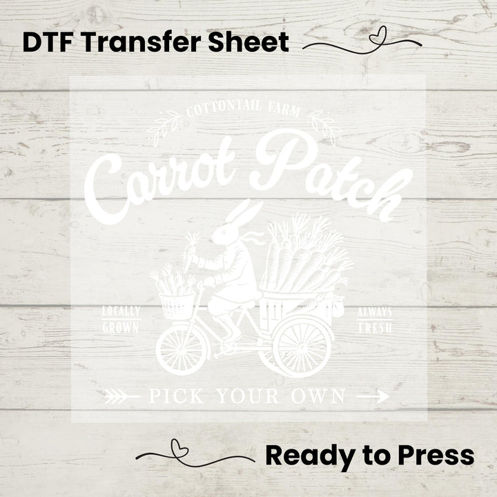 Vintage Carrot Patch DTF Transfer for Easter DIY T-Shirts - Ready to Press Farmhouse Rabbit Design