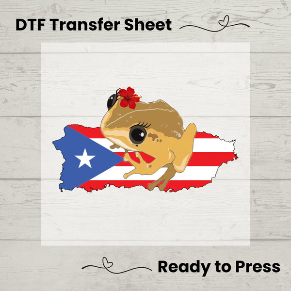 Puerto Rico Coqui DTF, DTf Transfer Sheet, Ready to Press, Custom Dtf, DIY Heat Transfer, T-Shirt Transfer, Puerto Rico Flag Shirt