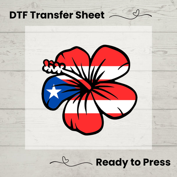 Puerto Rico Flower DTF, DTf Transfer Sheet, Ready to Press, Custom Dtf, DIY Heat Transfer, T-Shirt Transfer, Amapola Shirt, Flor de Maga tee