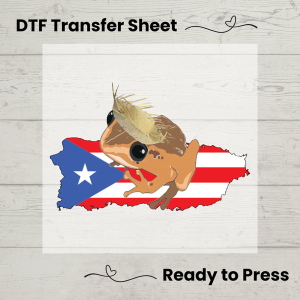 Puerto Rico Coqui DTF, DTf Transfer Sheet, Ready to Press, Custom Dtf, DIY Heat Transfer, T-Shirt Transfer, Puerto Rico Coqui Shirt