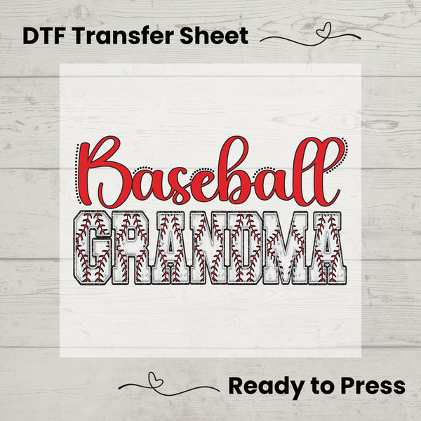 Baseball Grandma DTF, Dtf Transfer Sheet, Ready to Press, Custom Dtf, Diy Heat Transfer, T-Shirt Transfer, Baseball Nana Shirt