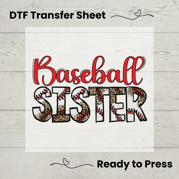 Baseball Sister DTF, Dtf Transfer Sheet, Ready to Press, Custom Dtf, Diy Heat Transfer, T-Shirt Transfer, Baseball Sister Shirt