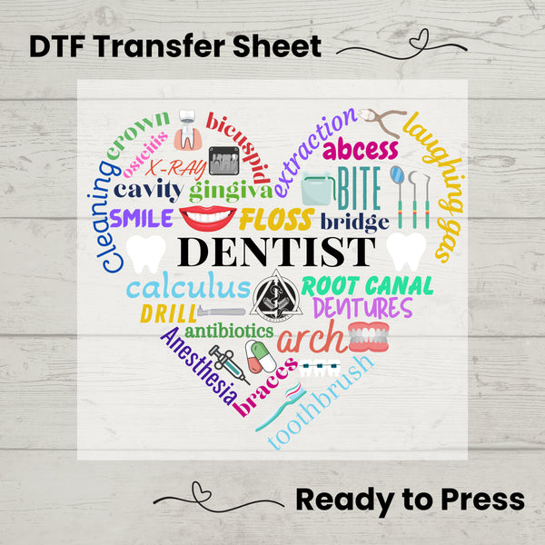 Dentist DTF, Dtf Transfer Sheet, Ready to Press, Custom Dtf, Diy Heat Transfer, T-Shirt Transfer, Dentist Shirt