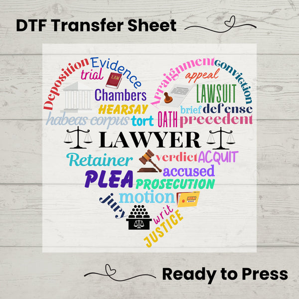 Lawyer DTF, Dtf Transfer Sheet, Ready to Press, Custom Dtf, Diy Heat Transfer, T-Shirt Transfer, Lawyer Shirt