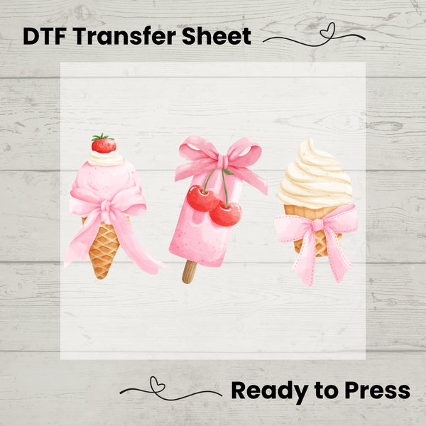 Coquette Ice Cream DTF, Dtf Transfer Sheet, Ready to Press, Custom Dtf, Diy Heat Transfer, T-Shirt Transfer, Coquette Aesthetic  Shirt