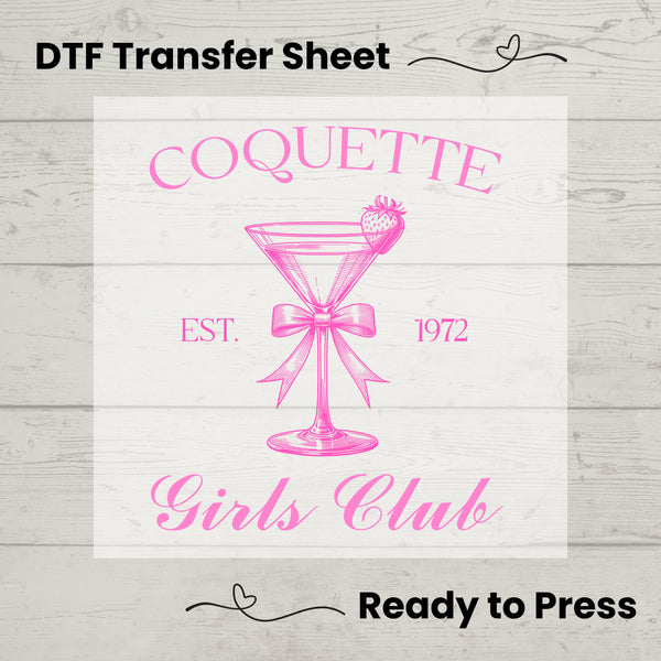 Coquette Girls Club DTF, Dtf Transfer Sheet, Ready to Press, Custom Dtf, Diy Heat Transfer, T-Shirt Transfer, Coquette Aesthetic Shirt