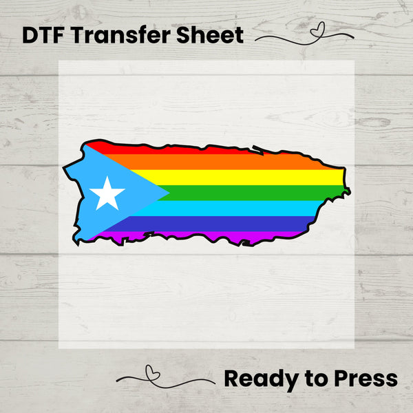 Puerto Rico Pride Month DTF, DTf Transfer Sheet, Ready to Press, Custom Dtf, DIY Heat Transfer, TShirt Transfer, Puerto Rico Flag Shirt