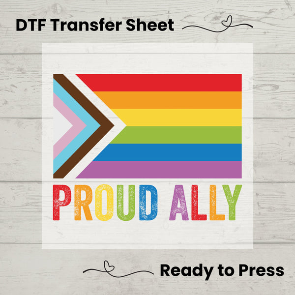 Proud Ally DTF, Dtf Transfer Sheet, Ready to Press, Custom Dtf, Diy Heat Transfer, T-Shirt Transfer, Craft Decor, Pride Month, LGBTQ