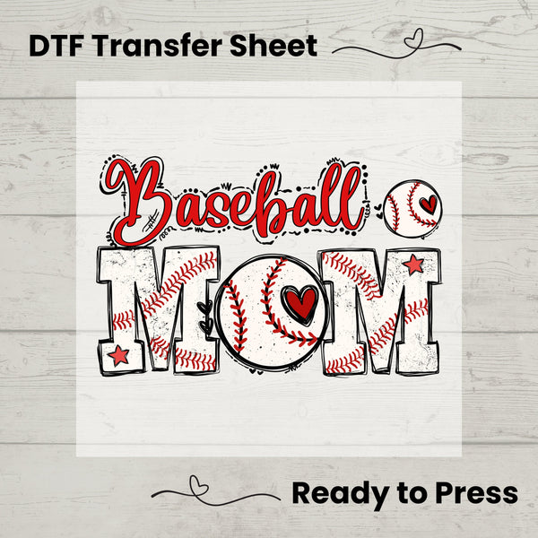 Baseball Mom DTF, Dtf Transfer Sheet, Ready to Press, Custom Dtf, Diy Heat Transfer, T-Shirt Transfer, Baseball Mom Shirt