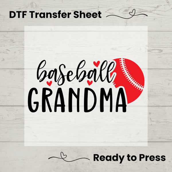 Baseball Grandma DTF, Dtf Transfer Sheet, Ready to Press, Custom Dtf, Diy Heat Transfer, T-Shirt Transfer, Baseball Nana Shirt