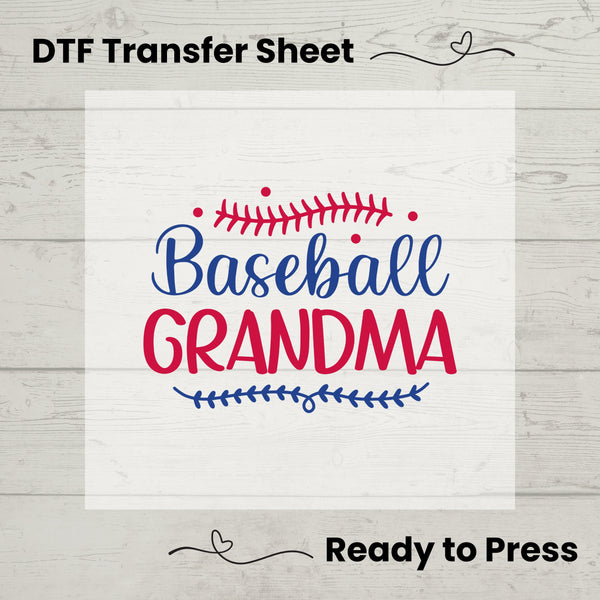Baseball Grandma DTF, Dtf Transfer Sheet, Ready to Press, Custom Dtf, Diy Heat Transfer, T-Shirt Transfer, Baseball Nana Shirt