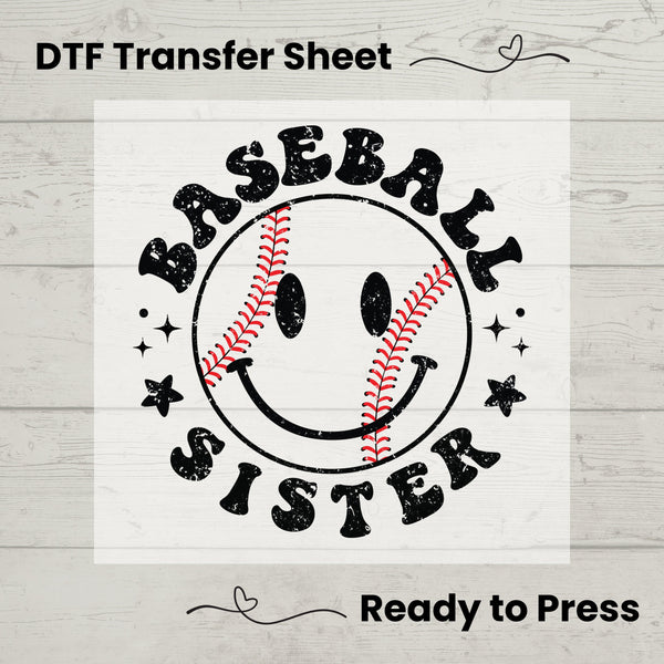 Baseball Sister DTF, Dtf Transfer Sheet, Ready to Press, Custom Dtf, Diy Heat Transfer, T-Shirt Transfer, Baseball Sister Shirt