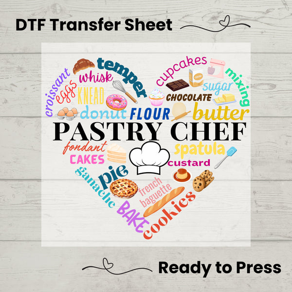 Pasty Chef DTF, Dtf Transfer Sheet, Ready to Press, Custom Dtf, Diy Heat Transfer, T-Shirt Transfer, Pastry Chef Shirt
