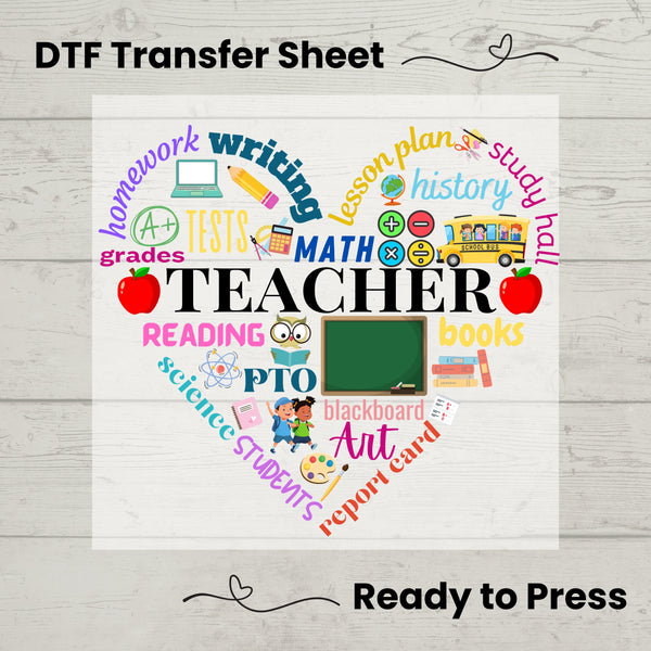 Teacher DTF, Dtf Transfer Sheet, Ready to Press, Custom Dtf, Diy Heat Transfer, Shirt Transfer, Teacher Tee, Custom Name, Personalized Gift