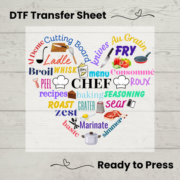 Chef DTF, Dtf Transfer Sheet, Ready to Press, Custom Dtf, Diy Heat Transfer, T-Shirt Transfer, Chef Shirt, Personalized Gift, Custom Name