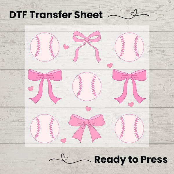 Coquette Baseball Bows DTF, Dtf Transfer Sheet, Ready to Press, Custom Dtf, Diy Heat Transfer, T-Shirt Transfer, Coquette Aesthetic  Shirt