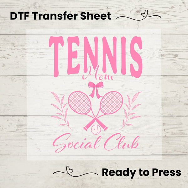 Coquette Tennis Mom Social Club DTF, Dtf Transfer Sheet, Ready to Press, Custom Dtf, Diy Heat Shirt Transfer, Coquette Aesthetic Shirt