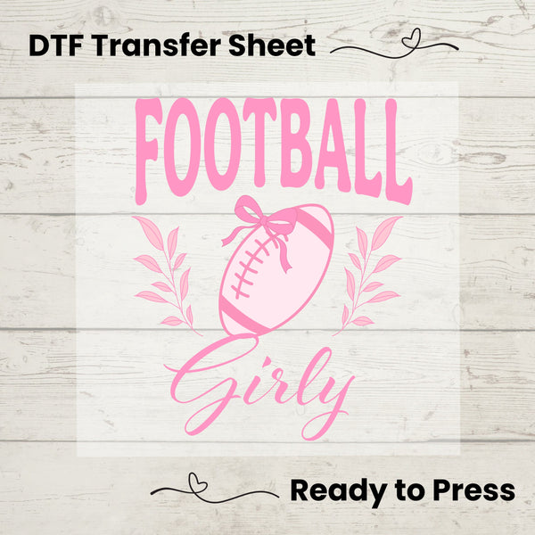 Coquette Football Girly DTF, Dtf Transfer Sheet, Ready to Press, Custom Dtf, Diy Heat Shirt Transfer, Coquette Aesthetic Shirt