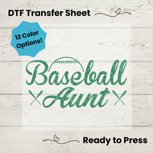 Baseball Aunt DTF, Dtf Transfer Sheet, Ready to Press, Custom Dtf, Diy Heat Transfer, T-Shirt Transfer, Baseball Auntie Shirt