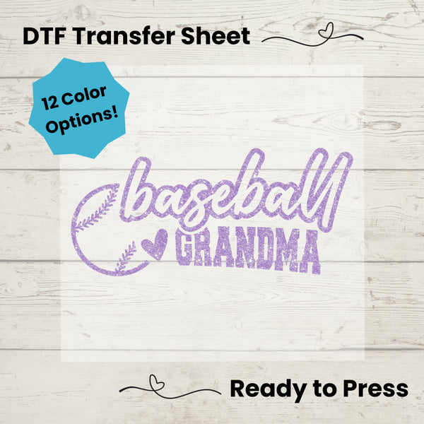 Baseball Grandma DTF, Dtf Transfer Sheet, Ready to Press, Custom Dtf, Diy Heat Transfer, T-Shirt Transfer, Baseball Nana Shirt