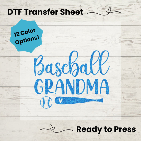 Baseball Grandma DTF, Dtf Transfer Sheet, Ready to Press, Custom Dtf, Diy Heat Transfer, T-Shirt Transfer, Baseball Nana Shirt