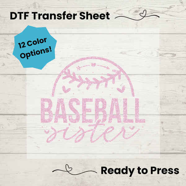 Baseball Sister DTF, Dtf Transfer Sheet, Ready to Press, Custom Dtf, Diy Heat Transfer, T-Shirt Transfer, Baseball Sister Shirt