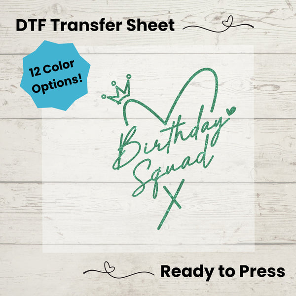 Birthday Squad DTF, Dtf Transfer Sheet, Ready to Press, Custom Dtf, Diy Heat Transfer, T-Shirt Transfer, Birthday Tee