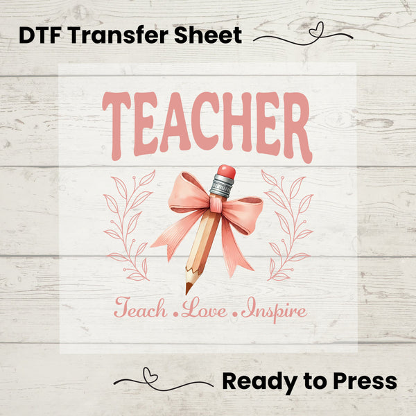Coquette Teacher DTF, Dtf Transfer Sheet, Ready to Press, Custom Dtf, Diy Heat Transfer, Coquette Aesthetic  Shirt