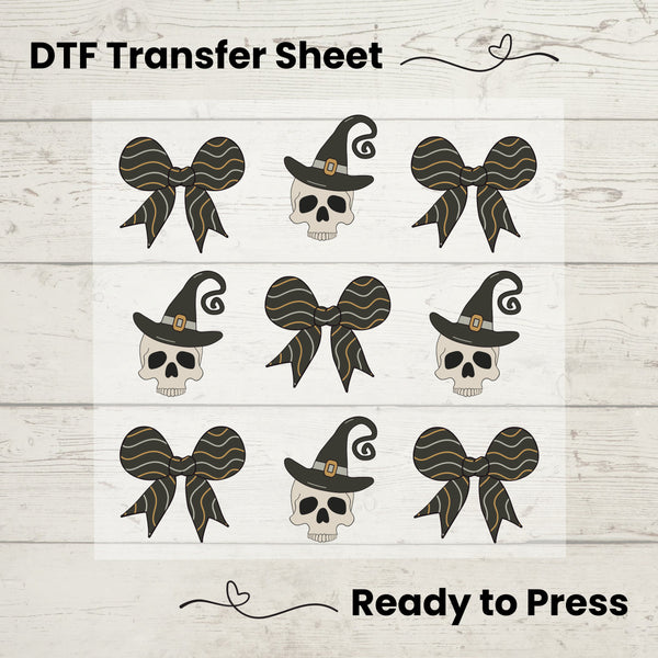Coquette Skulls and Bows DTF, Dtf Transfer Sheet, Ready to Press, Custom Dtf, Diy Heat Transfer, Coquette Aesthetic  Shirt