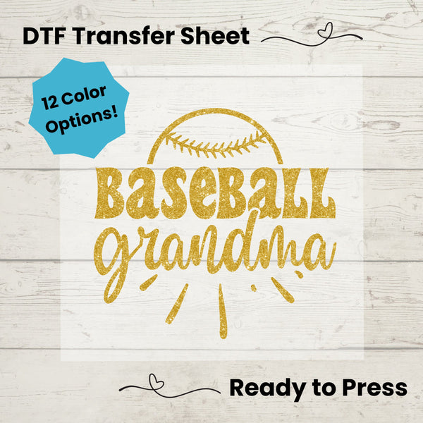 Baseball Grandma DTF, Dtf Transfer Sheet, Ready to Press, Custom Dtf, Diy Heat Transfer, T-Shirt Transfer, Baseball Nana Shirt