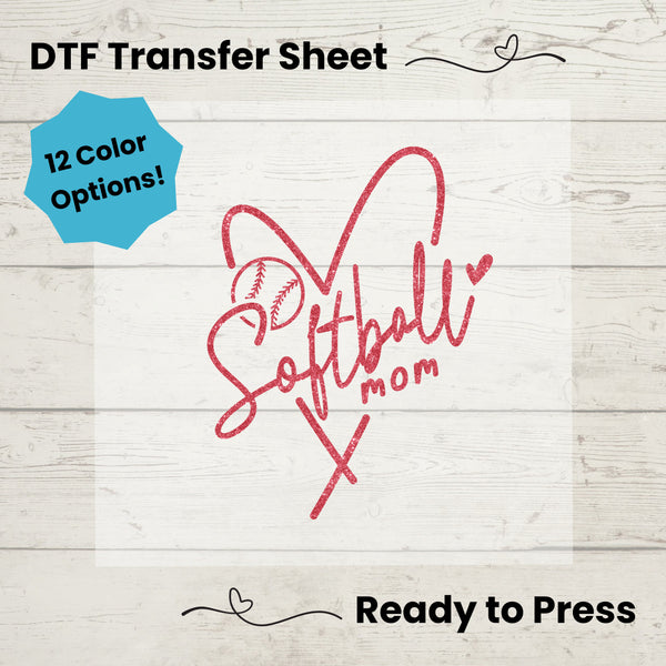 Softball Mom DTF, Dtf Transfer Sheet, Ready to Press, Custom Dtf, Diy Heat Transfer, T-Shirt Transfer, Softball Mom Shirt
