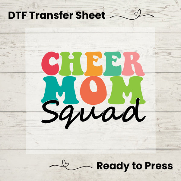 Cheer Mom Squad DTF, Dtf Transfer Sheet, Ready to Press, Custom Dtf, Diy Heat Transfer, T-Shirt Transfer, Cheer Mom Shirt