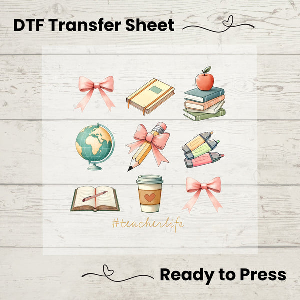 Coquette Teacher DTF, Dtf Transfer Sheet, Ready to Press, Custom Dtf, Diy Heat Transfer, Coquette Aesthetic  Shirt