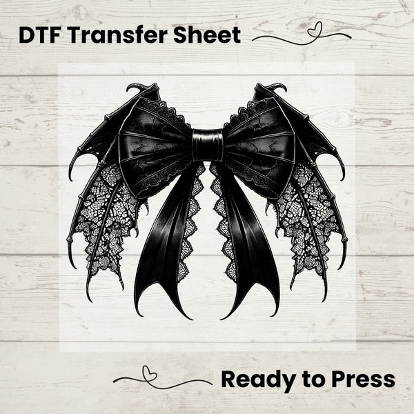 Coquette Bat Bow DTF, Dtf Transfer Sheet, Ready to Press, Custom Dtf, Diy Heat Transfer, Coquette Aesthetic  Shirt