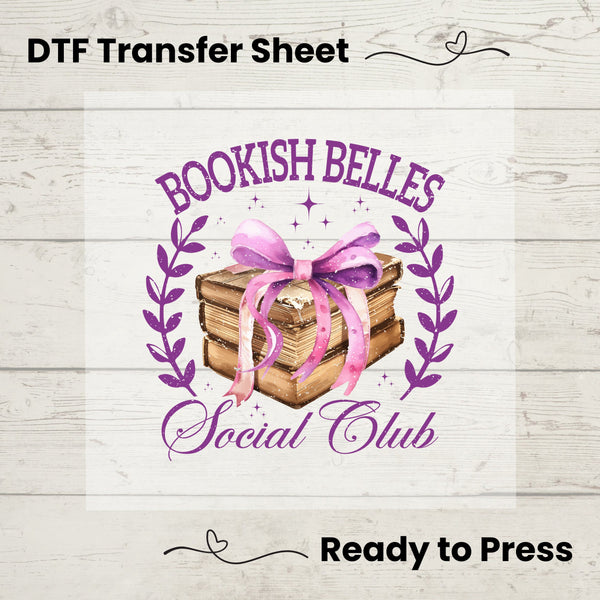 Bookish Belles Social Club DTF, Dtf Transfer Sheet, Ready to Press, Custom Dtf, Diy Heat Transfer, Coquette Aesthetic  Shirt