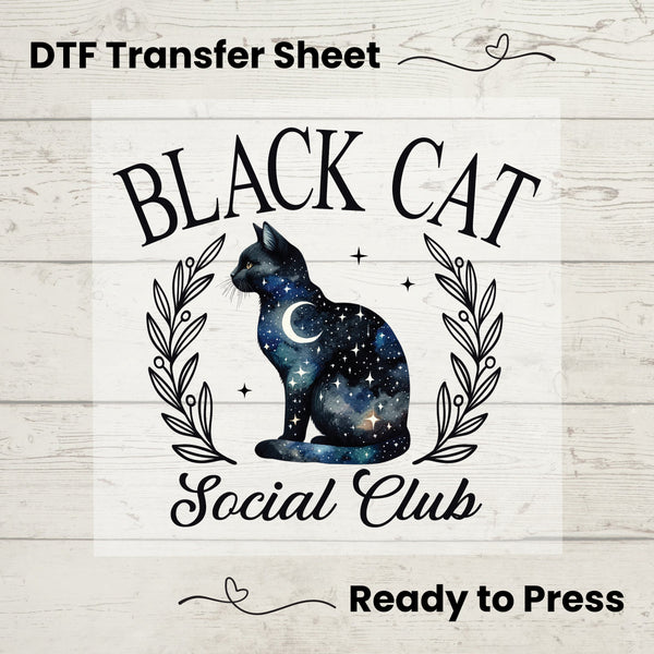 Black Cat Social Club DTF, Dtf Transfer Sheet, Ready to Press, Custom Dtf, Diy Heat Transfer, Coquette Aesthetic  Shirt