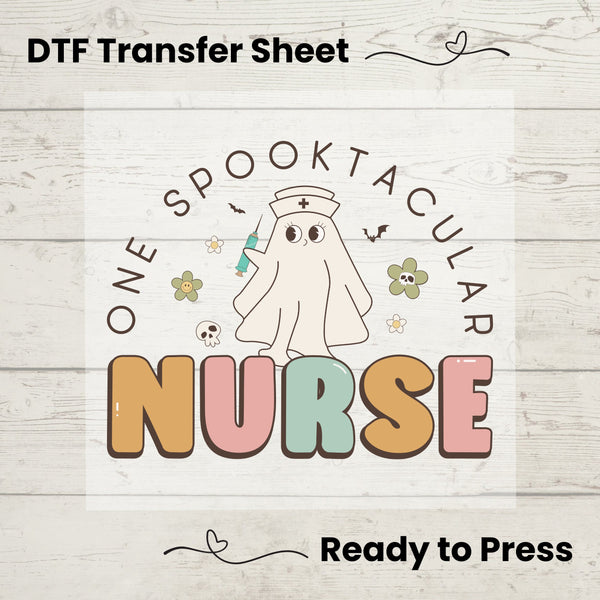 One Spooktacular Nurse DTF, Dtf Transfer Sheet, Ready to Press, Custom Dtf, Diy Heat Transfer, Coquette Aesthetic  Shirt