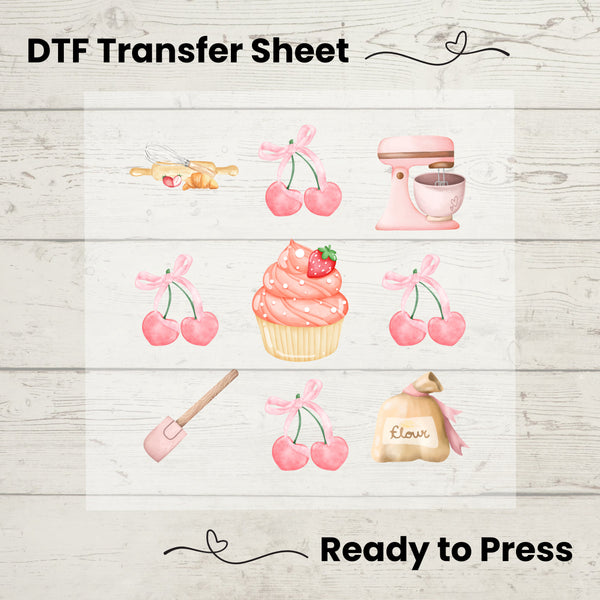 Coquette Baking DTF, Dtf Transfer Sheet, Ready to Press, Custom Dtf, Diy Heat Transfer, Coquette Aesthetic Shirt, Pastry Chef Gift