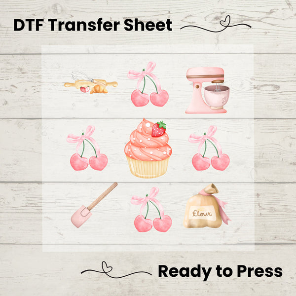 Coquette Baking DTF, Dtf Transfer Sheet, Ready to Press, Custom Dtf, Diy Heat Transfer, Coquette Aesthetic Shirt, Pastry Chef Gift