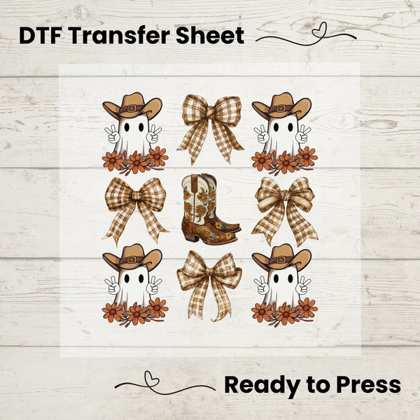 Coquette Halloween Ghost DTF, Dtf Transfer Sheet, Ready to Press, Custom Dtf, Diy Heat Transfer, Coquette Aesthetic Shirt, Western Halloween