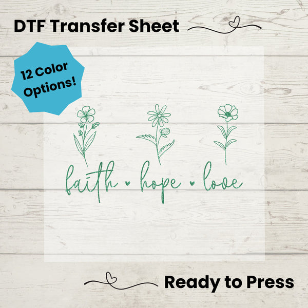 Faith Hope Love DTF, Dtf Transfer Sheet, Ready to Press, Custom Dtf, Diy Heat Transfer, T-Shirt Transfer, Christian Tshirt