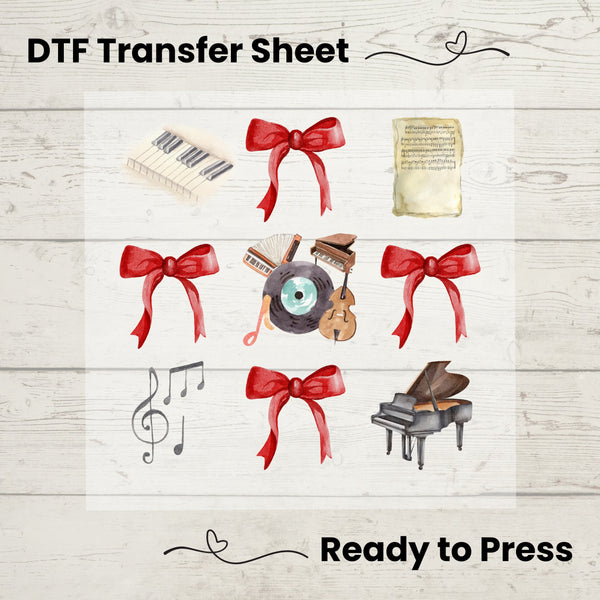 Coquette Music DTF, Dtf Transfer Sheet, Ready to Press, Custom Dtf, Diy Heat Transfer, Coquette Aesthetic Shirt, Music Lover Gift