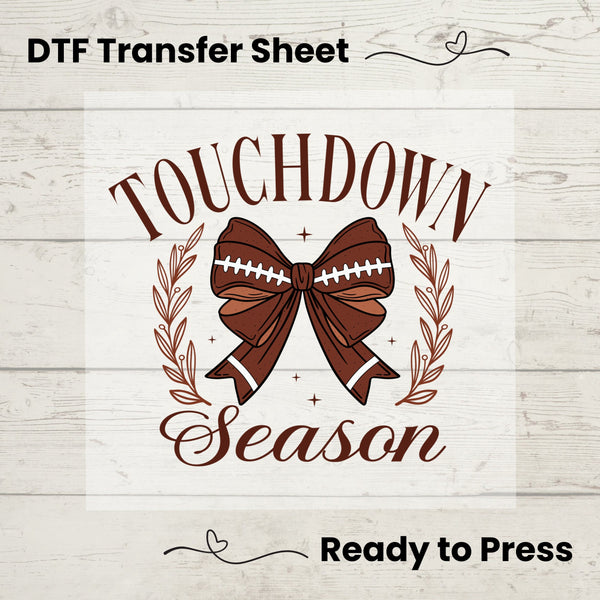 Coquette Football Touchdown Season DTF, Dtf Transfer Sheet, Ready to Press, Custom Dtf, Diy Heat Transfer, Coquette Aesthetic  Shirt