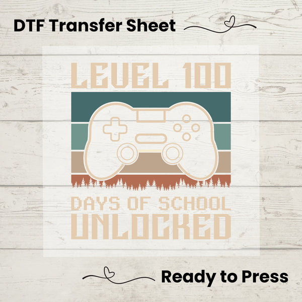 100 Days of School DTF, Dtf Transfer Sheet, Ready to Press, Custom Dtf, Diy Heat Transfer, T-Shirt Transfer, Teacher Shirt, DIY Craft