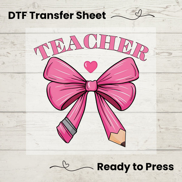 Coquette Teacher DTF, Dtf Transfer Sheet, Ready to Press, Custom Dtf, Diy Heat Transfer, Coquette Aesthetic  Shirt
