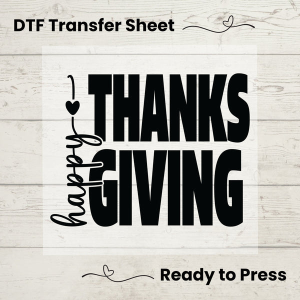 Happy Thanksgiving DTF, Dtf Transfer Sheet, Ready to Press, Custom Dtf, Diy Heat Transfer, Fall Season, Family Gathering, Turkey Day Shirt